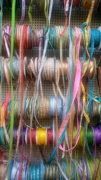 zbiór tkanin i nici w pastelowych kolorach